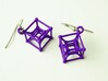 Hypercube Earrings 3d printed Hypercube Earrings in Purple