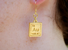 Gold Periodic Table Earrings 3d printed Polished gold steel.