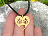 Cat paw print love heart pendant 3d printed 