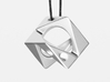 Cube Pendant Type A 3d printed Polished Nickel Steel
