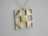 Shoo Fly Quilt Block Pendant 3d printed Polished Brass on Gold Chain (not included)
