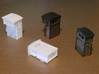 HO Brakeman's Cab Replacement Set 3d printed "Large"-style cabins are to the rear-- "small"-style cabins are in the front.  Each size variation includes two cabins.  Paint gives a weathered look.