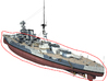 1/600 HMS Barham Hull Aft Waterline Model 3d printed 
