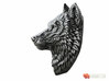 Proud Wolf animal head pendant jewelry 3d printed Antique silver. Digital preview. Not a photo