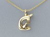 Microscope Pendant - Science Jewelry 3d printed Microscope Pendant in 14K gold plated brass