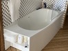 Freestanding bathtub with tap, 1:12 3d printed 1:12 The tub  is integrated into a polystryrol casing I made