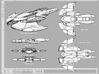 Cardassian Interceptor 1/1000 x2 3d printed The original design sketch by John Eaves.