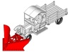 HOn3 Model TT Railtruck Stakebed Body A 3d printed Shown with Snow Plow mounted
