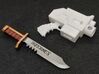 Action Figure Bolt Pistol 3d printed Printed in White Processed Versatile Plastic, shown with the combat knife from a  1:12th scale action figure