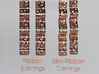 Lace Ribon Earrings 3d printed Ribbon versus Slim Ribbon earrings (same length) - Rose Gold Plated