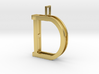 letter D monogram pendant 3d printed Polished Brass