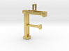 letter F monogram pendant 3d printed Polished Brass