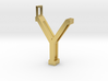 letter Y monogram pendant 3d printed Polished Brass