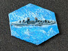 Destroyer WW2 warship hex counter 3d printed Painted Makerbot print of the destroyer ship hex tile