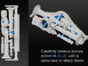 1/25 Quickchange Rear with Crossmember,Spring 3d printed Carefully remove sprues shown in BLUE using a razor saw or sharp blade. Do not use clippers (resin material is fragile and will shatter)