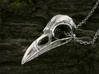 Large Raven Skull Necklace 3d printed Raven skull pendant in antique silver