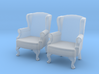 1:48 Queen Anne Wingback Chairs (Set of 2) 3d printed 