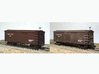 Nn3 PCRy / Florence & Cripple Creek 30' Box Car 3d printed Unweathered (L), weathered ‘(R); trucks, couplers, screws, brake wheel, brass wire, decals not included.