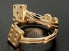 Dice and Heart Ring. Custom Available. 3d printed Polished Bronze