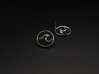 Wave Amulet II (full circle) - Post Earrings 3d printed Natural Silver
