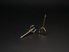 Trident - Post Earrings 3d printed Natural Brass