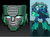 KUP homage Ironside for TF Prime Ironhide  3d printed Ironside head printed in Frosted Ultra Detail on TF Prime Kup body
