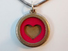 Heart Insert For Circular Frame Pendant 3d printed Stainless Steel Frame Pendant with Pink Strong and Flexible Heart Insert