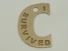 I Survived The Big C Pin / Pendant / Key Fob, Engr 3d printed Raw Bronze