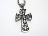 Ornate Cross Pendant - Large 3d printed Silver - Aftermarket Patina - Lightly Polished