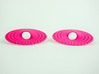 Curvy Hoop Earrings 50mm 3d printed Curvy Hoop Earrings 50mm printen in Pink Strong & Flexible, side view.