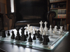 Typographical Chess Set 3d printed Black and White Sets together