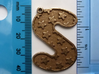 Patterned Letter Steel Keychain 3d printed S with stars at 10 degrees in stainless steel