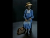 7/8ths Scale Old Lady sitting on Park Bench 3d printed Mz M with Hat and Bag