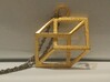 Impossible Cube Necklace 3d printed Front view of the cube in polished gold steel
