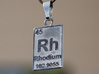 Rhodium Periodic Table Pendant 3d printed The element of Rhodium on a pendant, printer in Rhodium plated brass!