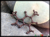 Caffeine Molecule Necklace 3d printed Bronze Steel (previous smaller version)