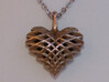 Heart Pendant Dual Twist Small 3d printed Heart in Stainless Steel - Actual Photo