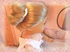 Hairfork Flower Arch 6.5cm hair fork 3d printed Shown in an American Girl doll updo